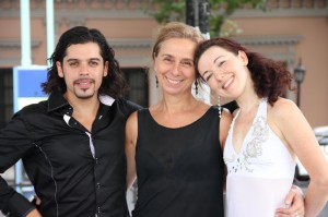 Filmemacherin Hanne Weyh mit Rodrigo Fonti aus Patagonien und Mila Vigdorova aus Moskau 